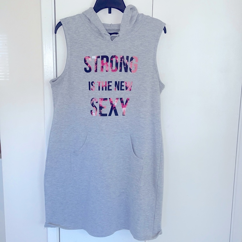 Material Girl Strong is New sexy grey sweatshirt dress M